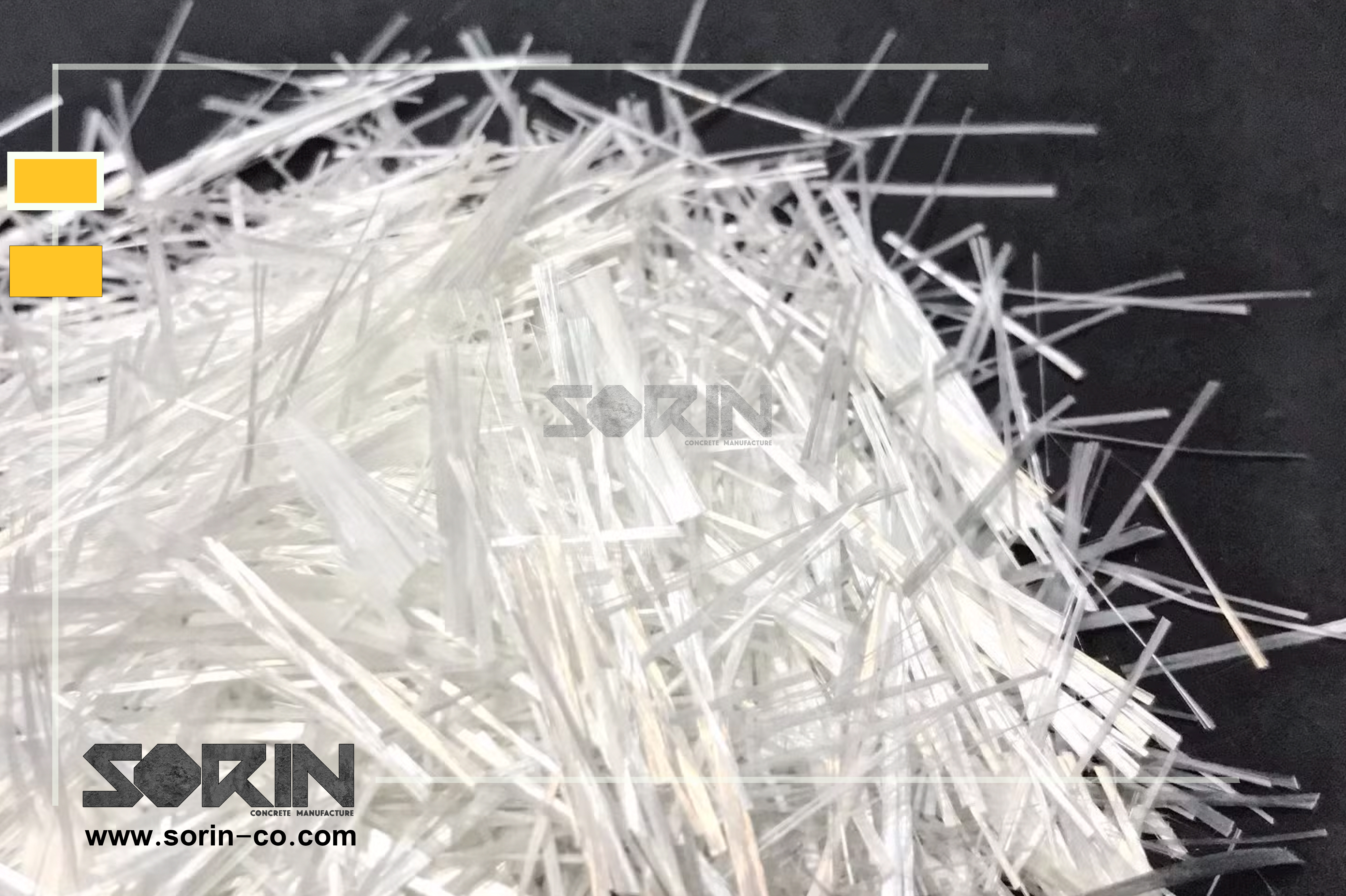 Close-up view of AR glass fibers used in GFRC concrete with alkali-resistant surface texture